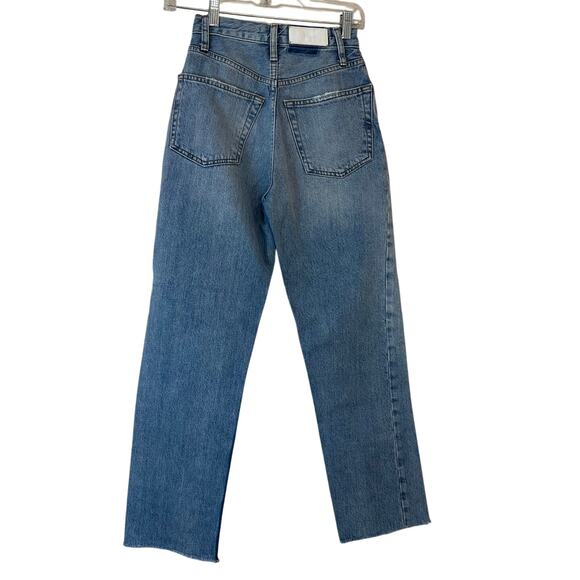 REDONE 70s Ultra High Rise Stove Pipe in Worn Blue Wash Button Fly sz 23 EUC - Picture 5 of 11